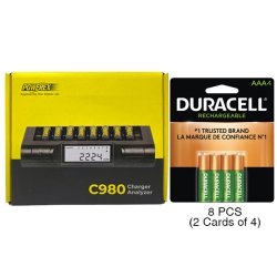 DURACELL Powerex C980 Smart Charger & 8 Aaa (Dx2400) Batteries (900 Mah)