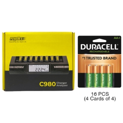 DURACELL Powerex C980 Smart Charger & 16 Aa (Dx1500) Batteries (2500 Mah)