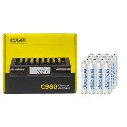 POWEREX C980 Smart Charger & 16 Aaa Nimh Panasonic Eneloop Battery (800 Mah)