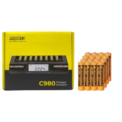POWEREX C980 Smart Charger & 16 Aaa Panasonic 750 Mah Nimh Batteries (Low Discharge)