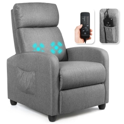 GYMAX Massage Recliner Chair Single Sofa Pu Leather Padded Seat W/ Footrest