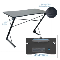 BOOST INDUSTRIES Gd-43X Gaming / PC Desk With Led Lights (Black) In Blue