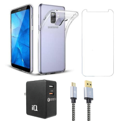 IQ Grab&go Essentials Kit 4In1 (Charger+Cable+Screen Protector+Clear Case) - for Samsung Galaxy A8