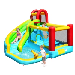 GYMAX Inflatable Kids Water Slide Jumper Bounce House Splash Water Pool Without Blower
