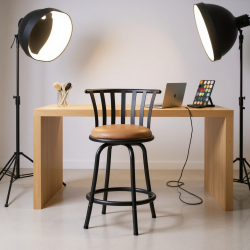 HOMY CASA Set Of 1 Adjustable Stool With Backrest And Comfortable Cushion for Photography Studio, Makeup Station, And Lighting Control Desk