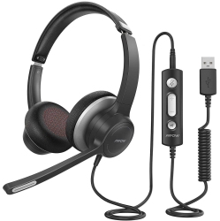 MPOW Hc6 USB Headset With Microphone, Comfort-Fit Office Computer Headphone, On-Ear 3.5MM Jack Call Center Headset