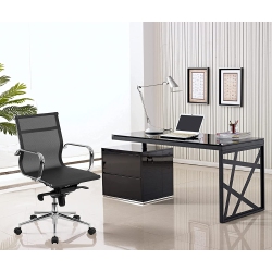 NICER INTERIOR Furniture Group Style Low Back Mesh Executive Chair In Black