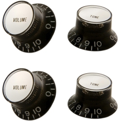 GIBSON Prmk-010 Top Hat Style Knobs - With Silver Metal Insert, Set Of 4 In Black