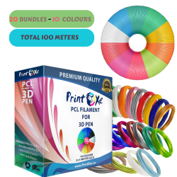 PRINTOXE ® 3D Pla Pen Filament Refills 10 Colors Each 10 Meter Long Packed In 5 Meter 2 Pack Each Colour - 20 Vacuumed Bags