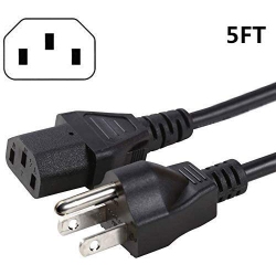 ZHIY 3 Prong Ac Power Cord 5Ft for Personal Computer, Vizio, PC Monitor, Plasma Bravia Uhd Smart Tv, Supply Plug