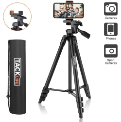 TACKLIFE 55 Inch Camera Tripod \w Universal Smartphone Holder, Lightweight Travel Tripod \w Carry Bag, Maximum Load Capacity 6.6 Lb, for Rangefinder