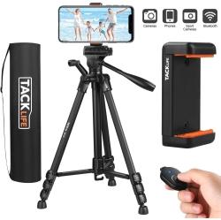 TACKLIFE Tripod \w Wireless Bluetooth Remote, 60-Inch Used for Camera/phone/travel, Having Max Load Of 11 Lbs, 360 Degree Swivel, Universal