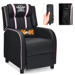 GYMAX Massage Gaming Recliner Chair Racing Single Lounge Sofa Home Theater Seat