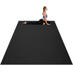GYMAX Large Yoga Mat 6' X 4' X 8 MM Thick Workout Mats for Home Gym Flooring Black/purple/blue