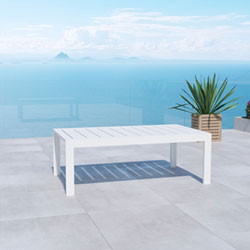 Portofino Contemporary Rectangular Outdoor Coffee Table - White