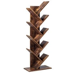 GYMAX Tree Bookshelf 8-Tier Bookcase Free Standing Book Rack Display Stand