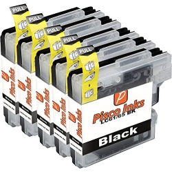 PISCO INKS 5 X Xl Cartridges for Brother Lc61 Dcp-J140W Mfc-250C Mfc-290C Mfc-295Cn Mfc-490Cw Mfc-495Cw Mfc-5890Cn