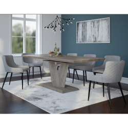 VIVA LIFESTYLE INC. Furiture 7PC Dining Set - Oak Table/black & Chair In Grey
