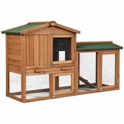 GYMAX 58" Wooden Rabbit Hutch Large Chicken Coop Weatherproof Indoor Outdoor Use