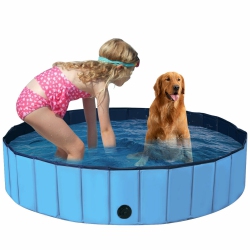 GYMAX 55" Foldable Dog Pet Pool Kiddie Bathing Tub Indoor Outdoor Portable Leakproof