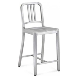 NICER INTERIOR 1-Brushed Anodized Aluminum Modern Bar Stool-Metal Barstool Bar Height Bar Stool In Navy