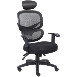 NICER INTERIOR Furniture Multi-Function Ergonomic Highly Adjustable Fabric Seat Cushion Mesh Chair, With Headrest
