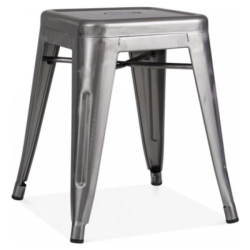 NICER INTERIOR Occ 4-Tolix Style Backless Metal Industrial Stack Stool 18" High-Cafe Stool-Gunmetal