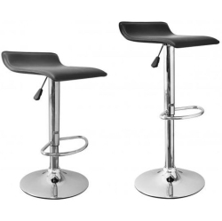 NICER INTERIOR Furniture Faux Leather Air Lift Adjustable Metal Bar Stool In - Set Of 2 In Black