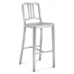 NICER INTERIOR 2-Brushed Anodized Aluminum Modern Bar Stool-Metal Barstool Bar Height Bar Stool In Navy