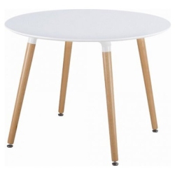 NICER INTERIOR Furniture® Eames Style Dining Table With Wooden Legs- Mdf Fiberboard Round Top 47" In White
