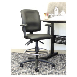 NICER INTERIOR Multi-Function Leather Drafting Chair With Loop Arms, " Ergonomic Drafting Stool-Black Leatherette Draft Chair