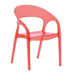 NICER INTERIOR Occ 1 Moon Side Chair -Transparent Dining Chair Plastic In Clear Transparent In Red