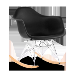 NICER INTERIOR Furniture® Eiffel Style Molded Modern Plastic Rocking Armchair In Black