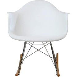 NICER INTERIOR Eiffel Style Rocking Chair Seat With Wooden Base In White