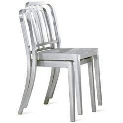 NICER INTERIOR 1-Brushed Anodized Aluminum Cafe Chair