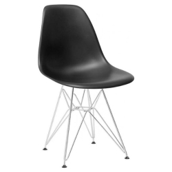 NICER INTERIOR Furniture Set Of Four (4) - Eames Style Side Chair With Chromed Steel Legs Eiffel Dining Room Chair In Black