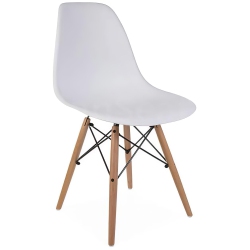 NICER INTERIOR Furniture Eiffel Style Side Chair With Natural Wood Legs, Set Of 2 In White