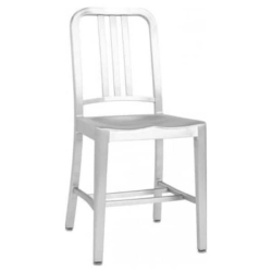 NICER INTERIOR 2-Brushed Anodized Aluminum Modern Salem Side Dining Chair Chair Cafe Chair In Navy
