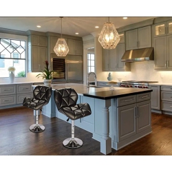 NICER INTERIOR Furniture Tripatch Modern Pu Height Adjustable Dining Bar Stool In - Set Of 2 In Black