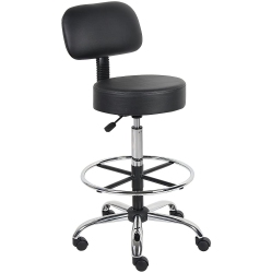 NICER INTERIOR Caressoft Medical/drafting Stool With Back Cushion In Black