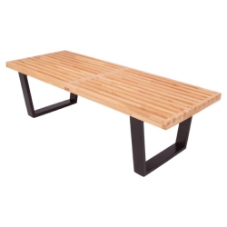 NICER INTERIOR Furniture® George Nelson Platform Bench With Hardwood Top Finish And Painted Solid Wood Legs Natural Finish 4 Feet In Black