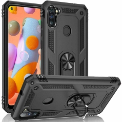 CSMART 【】 Anti-Drop Hybrid Magnetic Hard Armor Case With Ring Holder for Samsung Galaxy A11 In Black
