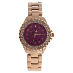 KIM & JADE 2033L-Gp Rose Stainless Steel Bracelet Watch By for Women - 1 PC Watch In Gold