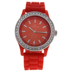 KIM & JADE 2032L-R Silicone Strap Watch By for Women - 1 PC Watch In Orange