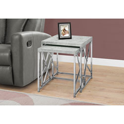 Monarch Modern 2-Piece Nesting Table Set - Grey/Chrome