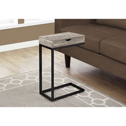 Monarch Modern Rectangular C-Shape End Table with Drawer - Taupe/Black