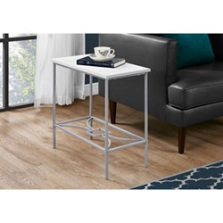 Monarch Contemporary Rectangular End Table - White/Silver