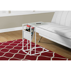 Monarch Modern Rectangular End Table with Magazine Holder - White