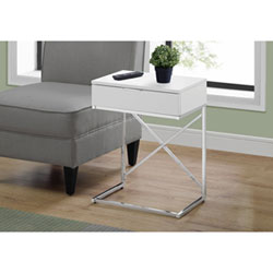 Monarch Modern Rectangular Accent End Table with Storage - Dark Taupe/Chrome