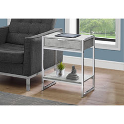Monarch Modern Rectangular End Table With Drawer and Shelf - Grey/Black